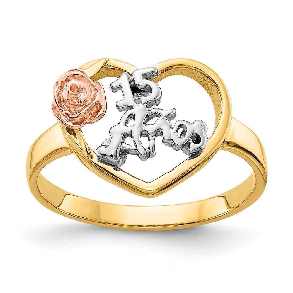 Kazi Luxury 14k Tri-Color 15 Anos Ring